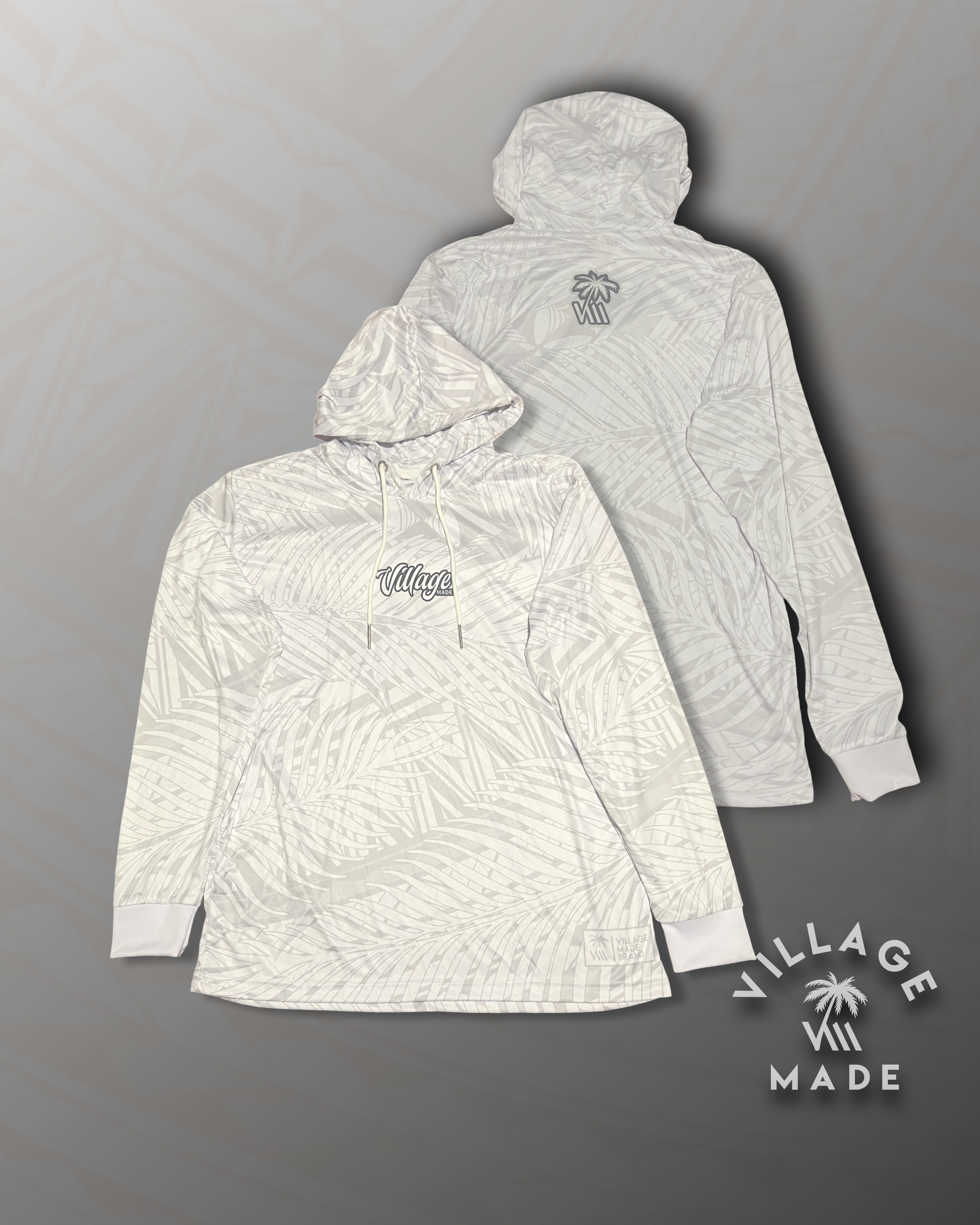 Coconut Camo Long Sleeve Hoodie - White